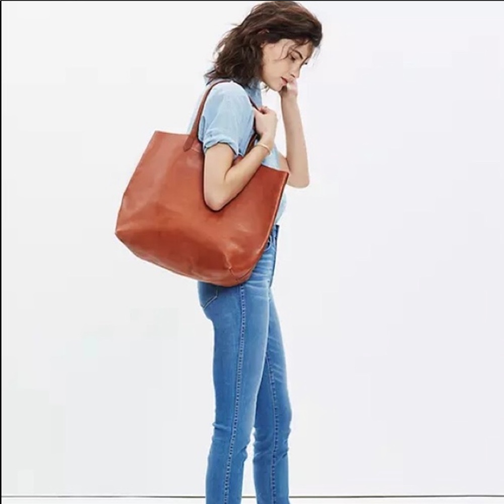 Beautiful madewell transport tote bag leather
